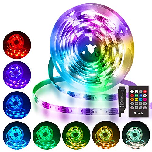 Tiras LED 3M, Hually Impermeable Tira LED USB con Control Remoto, Sincronizar con música,5050 RGB LED Strip con 4 Modos y 8 Colores, Luces LED para Habitacion, Hogar, Bar, Fiesta, Restaurante y Coche