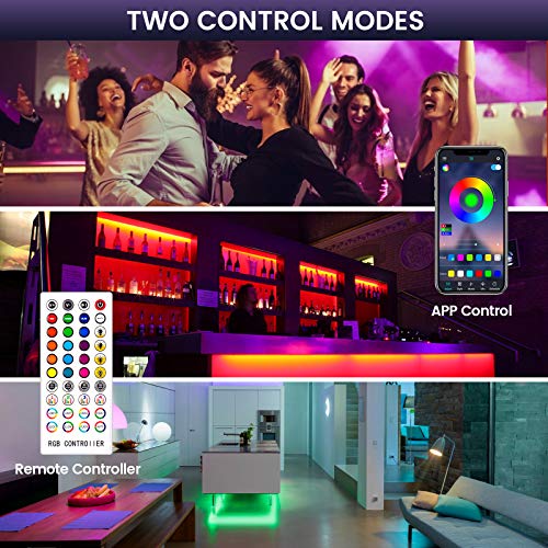 Tiras Led, Bonve Pet 6M Luces Led RGB 5050 Luces Led Habitación Controlas con App y Control Remoto, Tiras led RGB 12V, 16 Milliones de Colores, 28 Modos, Tira de luz para Decoración Dormitorio Cocina