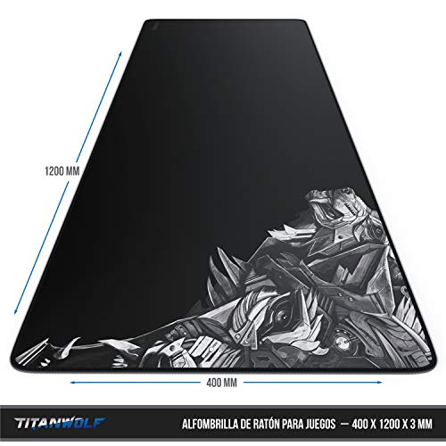 Titanwolf - Alfombrilla de Ratón de Gran Tamaño 1200x400mm – Mouse Pad Gaming XXL - para Precisión y Velocidad en Juegos - Antideslizante - Superficie de Tejido - para Teclado de PC y portátil