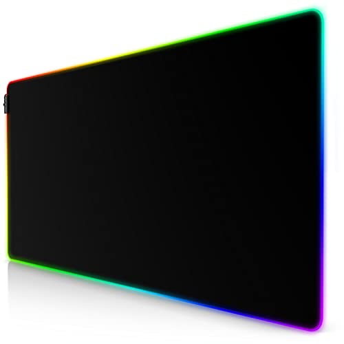 TITANWOLF - Alfombrilla para ratón Gaming RGB - Mouse Pad 1200x600 mm - LED Multicolor 7 Colores - 4 Modos de Efectos - Mejora precisión y Velocidad - Superficie Inferior de Goma – Motivo Total Black