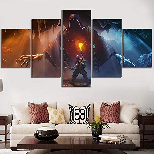 TJJS Cuadro sobre Lienzo Pintura en Lienzo Impresiones Decoración del hogar 5 Paneles Underworld Ascendant Game Wall Artwork Pictures Posters Living Room Impresiones en Lienzo