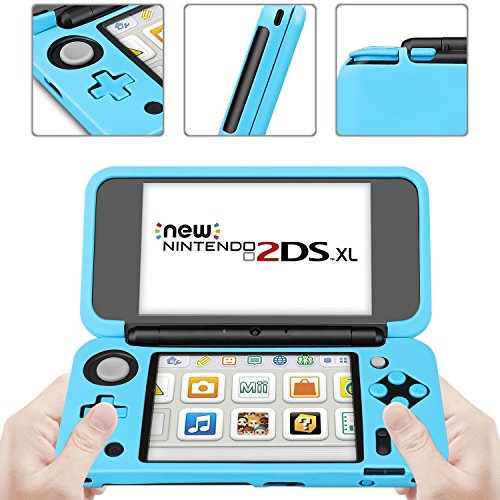 TNP Funda protectora para nueva Nintendo 2DS XL LL, Funda de silicona con agarre protector de goma suave para la consola, Accesorios para la nueva Nintendo 2DS XL LL (Color azul)