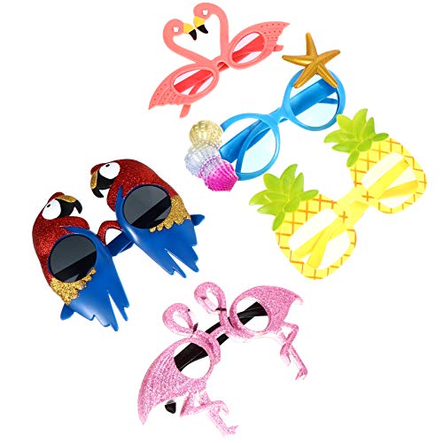 Tomaibaby 5 Piezas Hawaiano Tropical Gafas Luau Tropical para Fiesta Gafas Hawaianas con Temática Hawaiana Accesorios para Cabina de Fotos de Playa para Adultos (Color Mixto)