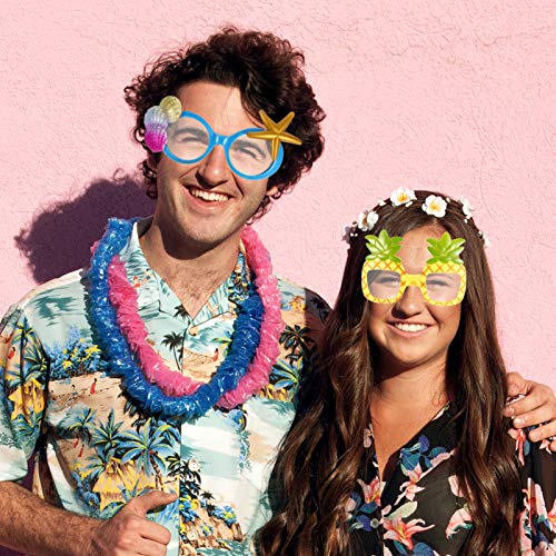 Tomaibaby 5 Piezas Hawaiano Tropical Gafas Luau Tropical para Fiesta Gafas Hawaianas con Temática Hawaiana Accesorios para Cabina de Fotos de Playa para Adultos (Color Mixto)