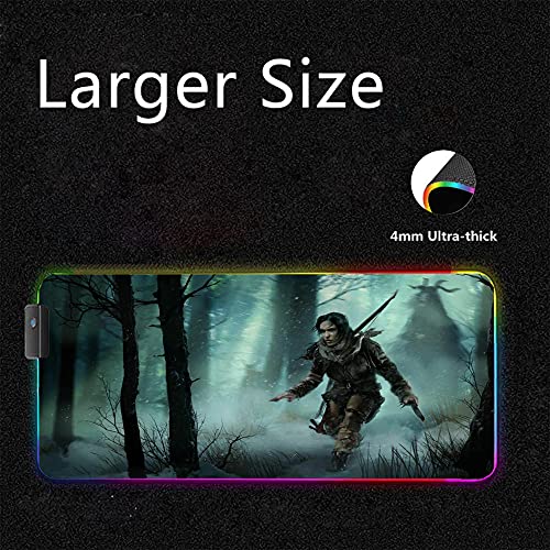 Tomb Raider Alfombrillas de ratón para Juegos Anime RGB Alfombrilla para Ordenador Retroiluminación Teclado LED Alfombra para Mesa de Escritorio 35,43 Pulgadas X 15,74 Pulgadas X 0,16 Pulgadas