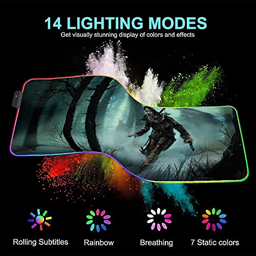 Tomb Raider Alfombrillas de ratón para Juegos Anime RGB Alfombrilla para Ordenador Retroiluminación Teclado LED Alfombra para Mesa de Escritorio 35,43 Pulgadas X 15,74 Pulgadas X 0,16 Pulgadas
