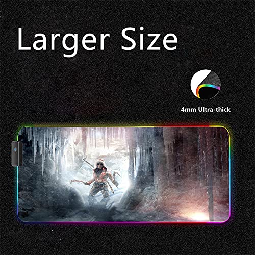 Tomb Raider Alfombrillas de ratón para Juegos Anime RGB Ordenador de Jugador Retroiluminado LED Teclado de Escritorio Grande Alfombrilla de 23,62 Pulgadas X 11,8 Pulgadas X0,16 Pulgadas