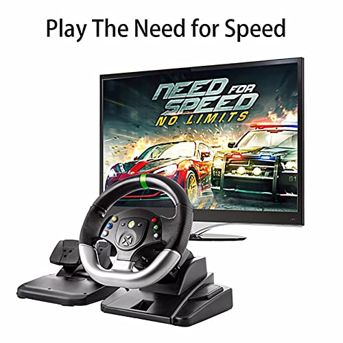 TONG Volante del Juego De Carreras, Simulador De Conducción De 270 °, Volante con Pedal Y Palanca De Engranajes, Adecuado para Xbox 360 / PS 3 / PC XInput & Dinput Modes/Switch/Android