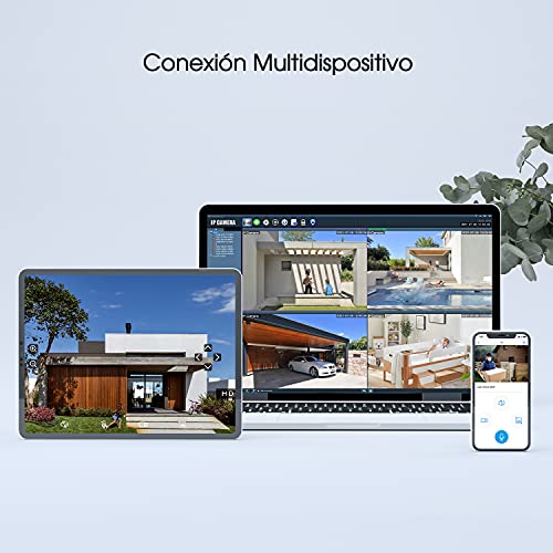 Topcony Camara Vigilancia WiFi Exterior, Camara de Seguridad con Visión Nocturna en Color de 30M, Detección de Movimiento, Alarma por Correo Electrónico, Audio de 2 Vias, Compatible con PC/Android/IOS