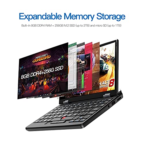 TOPOSH Ordenador portátil Windows 10 de 7 pulgadas, pantalla táctil de 8 GB de RAM, 256 GB de ROM, Intel Celeron J3455, procesador Quad Core 1,5 GHz con teclado QWERTY US , Bluetooth, WiFi-Gris