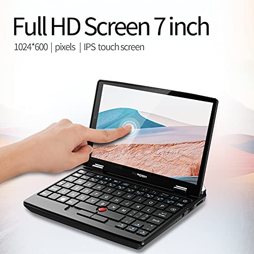 TOPOSH Ordenador portátil Windows 10 de 7 pulgadas, pantalla táctil de 8 GB de RAM, 256 GB de ROM, Intel Celeron J3455, procesador Quad Core 1,5 GHz con teclado QWERTY US , Bluetooth, WiFi-Gris