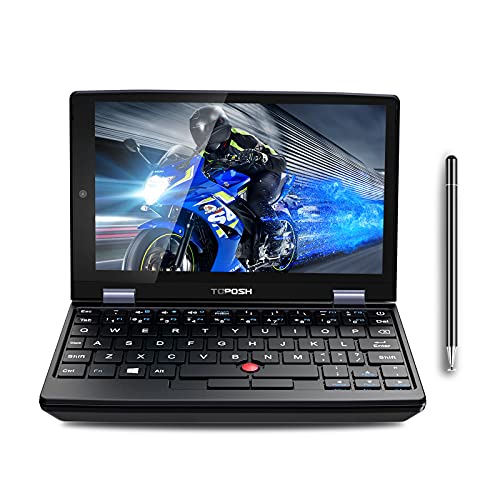 TOPOSH Ordenador portátil Windows 10 de 7 pulgadas, pantalla táctil de 8 GB de RAM, 256 GB de ROM, Intel Celeron J3455, procesador Quad Core 1,5 GHz con teclado QWERTY US , Bluetooth, WiFi-Gris