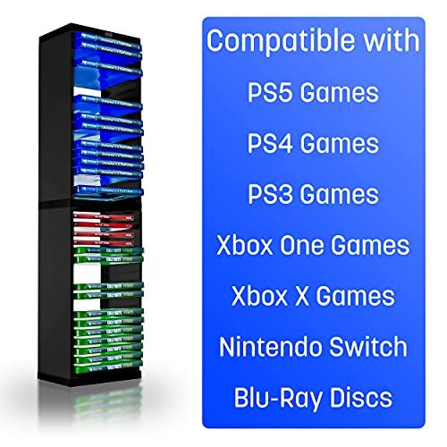 Torre de almacenamiento de juegos universal – Almacena 36 discos Blu-Ray o juegos – Soporte para juegos para PS4, PS5, Xbox One, Xbox Series X/S, Nintendo Switch Games y discos Blu-Ray