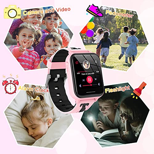 TORRYZA Reloj Inteligente Telefono para niños, Smartwatch para Niños Pantalla Táctil con Música,10 Juegos,Llamada SOS,Cámara,Linterna,smartwatch niños Regalo (Rosado)