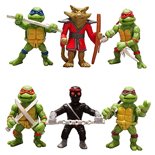 Tortugas Ninja Mutantes Adolescentes, 6Pcs Mini Juego De Figuras Decoración Mutant Turtle Caricatura Cake Topper Para Baby Shower Fiesta De Cumpleaños Suministros Para Adorno De Torta