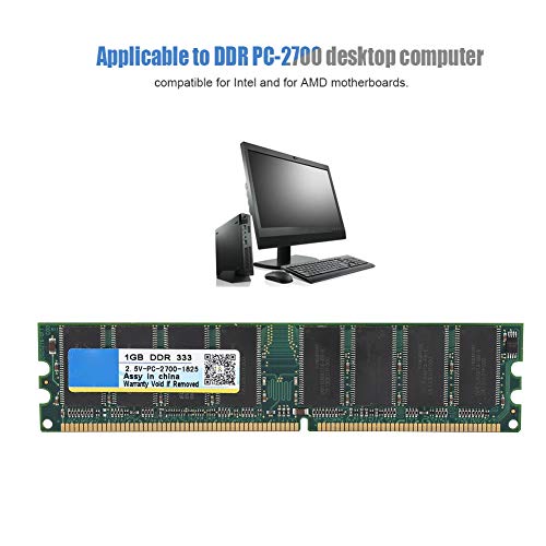 Tosuny Memoria de Escritorio 1G, 1GB 333MHZ 2.5V 184Pin DDR PC-2700 Memoria de computadora de Escritorio RAM Compatible para Intel y para Placas Base AMD