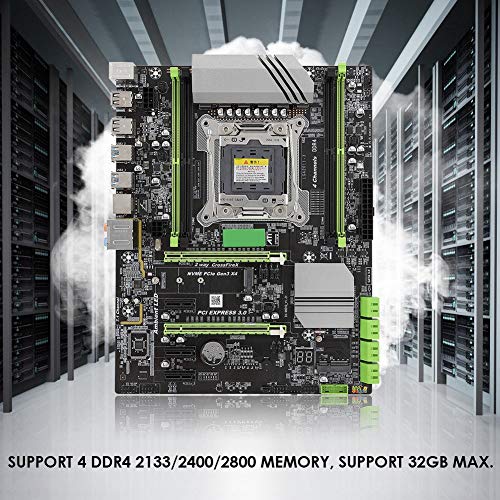 Tosuny Placa Madre de Escritorio para Intel X99, Ranura para CPU para I7 E5 LGA2011-3 4 * DDR4 2133/2400/2800 MHz Memoria, 8 SATA2.0/1*SSD_M.2/2 * PCI-E 16X Interfaz Placa Base para PC