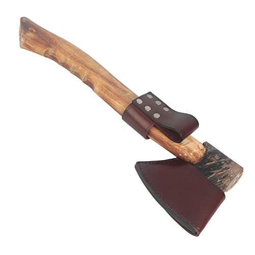 TOURBON Cubierta de la hoja de la vaina del hacha del cuero grueso hecho a mano con el tenedor del cinturón del hach