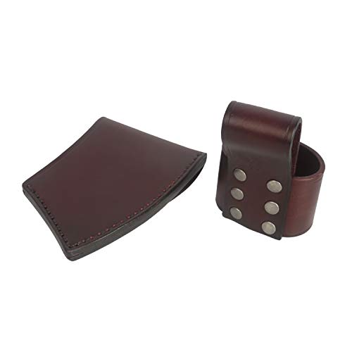 TOURBON Cubierta de la hoja de la vaina del hacha del cuero grueso hecho a mano con el tenedor del cinturón del hach