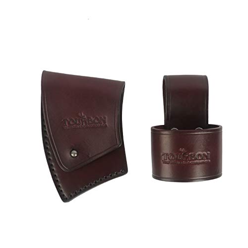 TOURBON Cubierta de la hoja de la vaina del hacha del cuero grueso hecho a mano con el tenedor del cinturón del hach