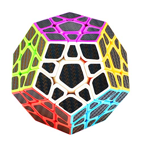 TOYESS Megaminx Dodecaedron Speed Cube Rompecabezas Cubo de Fibra de Carbono 3x3x3 Cubo Magico Liso Cubo de Velocidad Regalo para Adulto Niños,Negro
