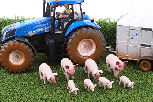 TOYLAND® Pack de 8 Figuras de Animales de Cerdos y lechones Blancos Grandes a Escala 1:32 - The Farm Collection - Figuras de Animales coleccionables