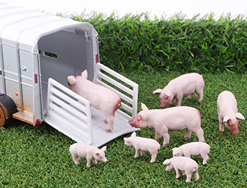 TOYLAND® Pack de 8 Figuras de Animales de Cerdos y lechones Blancos Grandes a Escala 1:32 - The Farm Collection - Figuras de Animales coleccionables
