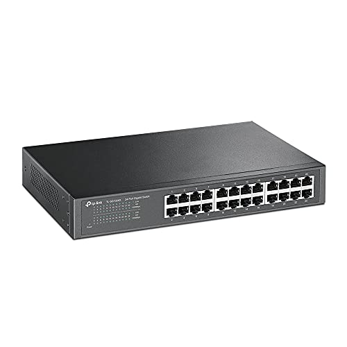 TP-Link 24 Puertos Gigabit Switch | Ethernet Switch No Gestionable | Puertos blindados | Carcasa Metálica | Desktop |Sin ventilador (TL-SG1024D) Gris