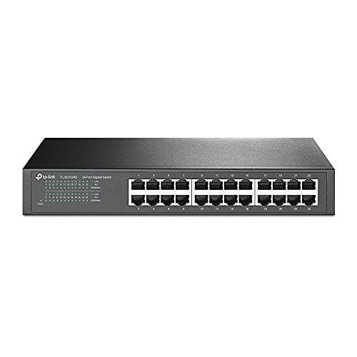 TP-Link 24 Puertos Gigabit Switch | Ethernet Switch No Gestionable | Puertos blindados | Carcasa Metálica | Desktop |Sin ventilador (TL-SG1024D) Gris