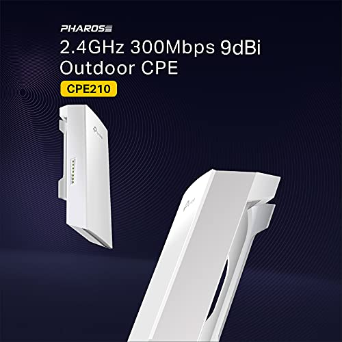 TP-Link CPE210 - CPE de Exterior de 9dBi en 2.4GHz a 300Mbps, 5km+ Punto a Punto Transmisión Inalámbrica, PoE de Suministro Eléctrico y PoE Adaptador Incluido