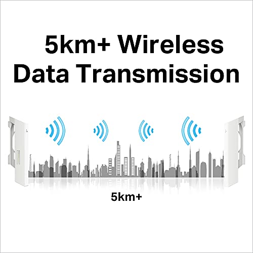 TP-Link CPE210 - CPE de Exterior de 9dBi en 2.4GHz a 300Mbps, 5km+ Punto a Punto Transmisión Inalámbrica, PoE de Suministro Eléctrico y PoE Adaptador Incluido
