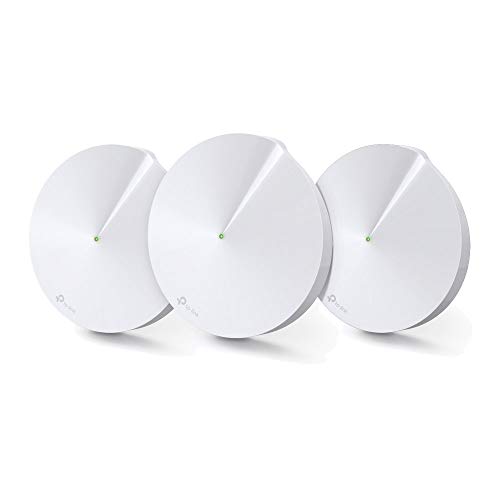 TP-Link Deco M5 (3-Pack) - AC1300 Wi-Fi Mesh, cobertura hasta 500 m², Doble Banda 2.4 GHz/5 GHz, 2 x puertos Gigabit por unidad, CPU de 4 núcleos, función Router y Punto de acceso