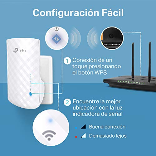 TP-Link RE190 AC750 - Repetidor de WiFi 750Mbps 5GHz/2.4GHz, Amplificador WiFi Extensor con Enchufe, Indicador de Señal, Antenas Internas, Blanco