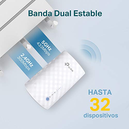 TP-Link RE190 AC750 - Repetidor de WiFi 750Mbps 5GHz/2.4GHz, Amplificador WiFi Extensor con Enchufe, Indicador de Señal, Antenas Internas, Blanco