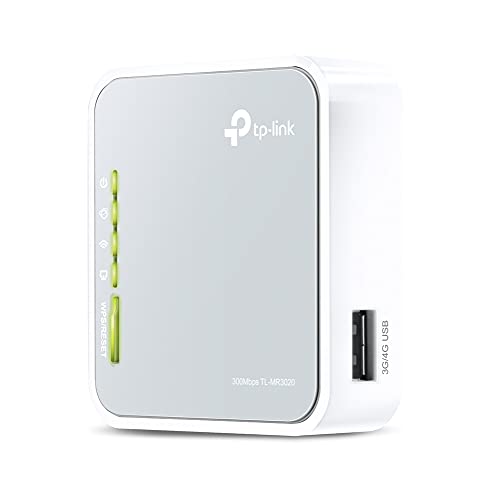 TP-Link TL-MR3020 - Router de viaje Wi-Fi portátil (3G/4G de 300 Mbps, Modo 3G/4G de soporte / modo de punto de acceso / modo cliente, sin necesidad de configuración, enchufe de la UE)