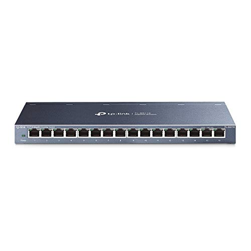 TP-Link TL-SG116 Gigabit Ethernet de 16 Puertos (Conmutador no Gestionado, Plug and Play, Metal, Escritorio, Montaje en Bastidor, sin Ventilador, Vida ÚTI Limitada)