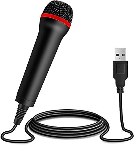 TPFOON - Micrófono con Cable USB de 4 Metros para Guitar Hero, Rock Band, Let's Sing, Singsatr - Wired Microphone Compatible con PS2, PS3, PS4, Wii, Wii u, Nintendo Switch, Xbox 360, Xbox One, PC