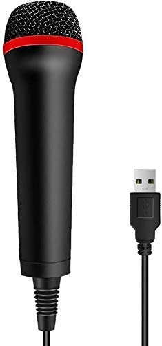 TPFOON - Micrófono con Cable USB de 4 Metros para Guitar Hero, Rock Band, Let's Sing, Singsatr - Wired Microphone Compatible con PS2, PS3, PS4, Wii, Wii u, Nintendo Switch, Xbox 360, Xbox One, PC