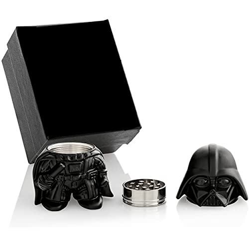 TPLF Star Wars - Molinillo de hierbas Darth Vader de 5 cm, 3 piezas, con recipiente de almacenamiento para especias - Caja de regalo, triturador de 3 partes, original molinillo de fantasía