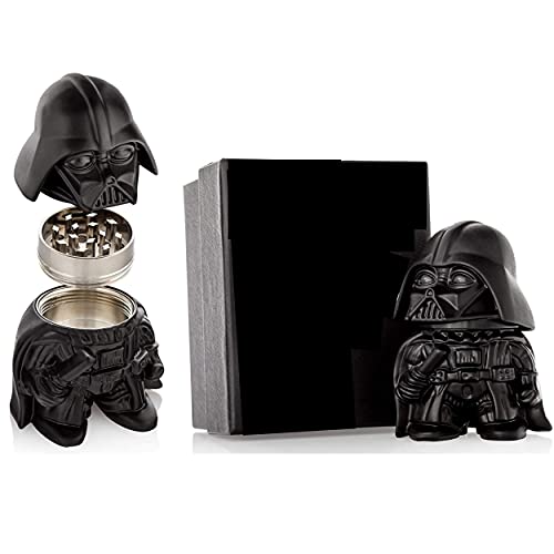 TPLF Star Wars - Molinillo de hierbas Darth Vader de 5 cm, 3 piezas, con recipiente de almacenamiento para especias - Caja de regalo, triturador de 3 partes, original molinillo de fantasía