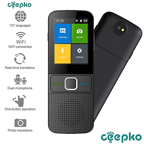 Traduttore Istantaneo Vocal y la Traducción de Fotos, Smart Transformador Portátil Soporta 137 Idiomas para Viajes, Trabajo y Estudio Transfrontales, Compras en el Extranjero, ECC