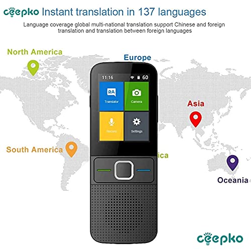 Traduttore Istantaneo Vocal y la Traducción de Fotos, Smart Transformador Portátil Soporta 137 Idiomas para Viajes, Trabajo y Estudio Transfrontales, Compras en el Extranjero, ECC