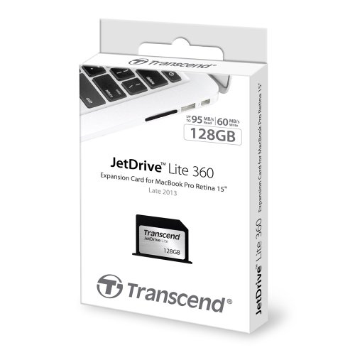 Transcend JetDrive Lite 360 - Tarjeta de expansión de memoria con flash MLC 95MB/s de 128 GB para MacBook Pro Retina 15"