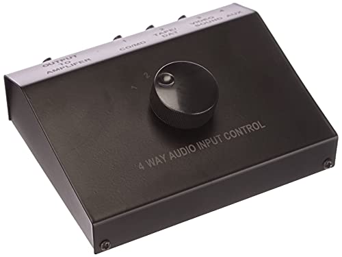 Transmedia AZ5L - Conmutador de audio de 4 entradas, negro