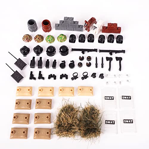 TRCS Juego de 175 armas militares con helicóptero para minicaballeros, figuras de soldados, policía SWAT, WW2, escena militar de batalla, compatible con Lego