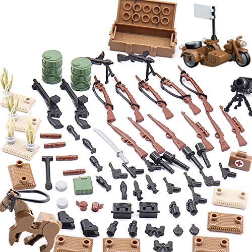 TRCS Juego de armas militares WW2 para soldados de policía SWAT, 230 piezas WW2, juego de tiro, escena de batalla con 8 figuras, compatible con Lego