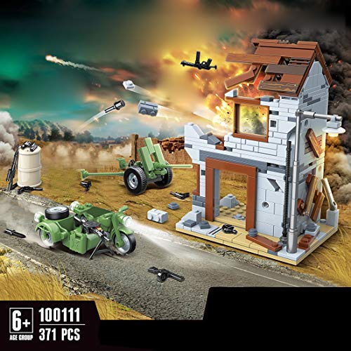 TRCS WW2 - Juego de accesorios para escenas militares, juego de piezas de construcción para la policía SWAT, minifiguras de soldados, casa modular compatible con Lego