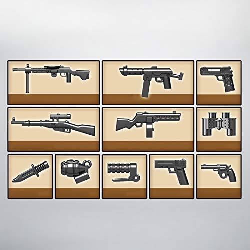 TRCS WW2 - Juego de accesorios para escenas militares, juego de piezas de construcción para la policía SWAT, minifiguras de soldados, casa modular compatible con Lego