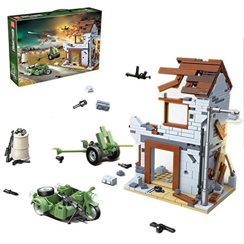TRCS WW2 - Juego de accesorios para escenas militares, juego de piezas de construcción para la policía SWAT, minifiguras de soldados, casa modular compatible con Lego