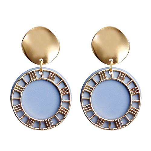 TREESTAR.Pendientes Redondos de Aleación Lentejuelas de Moda Creativa Disco Hueco Pendientes de Color Caramelo Joyería de Oreja para Niñas